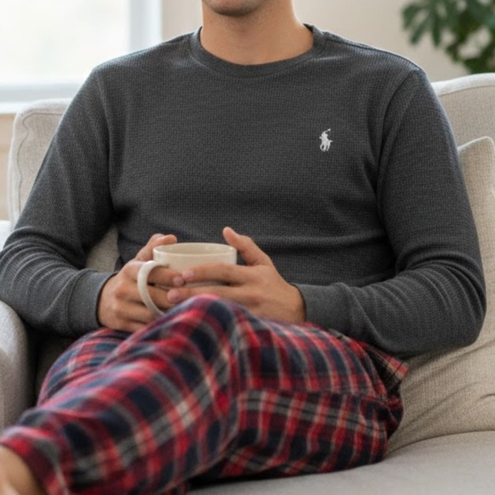 Polo by Ralph Lauren Men's Charcoal Sleep Long  Sleeve Tee size M